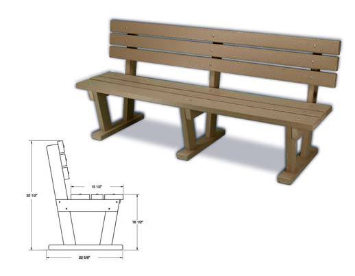 Nordesco Bench with Backrest 72 inch